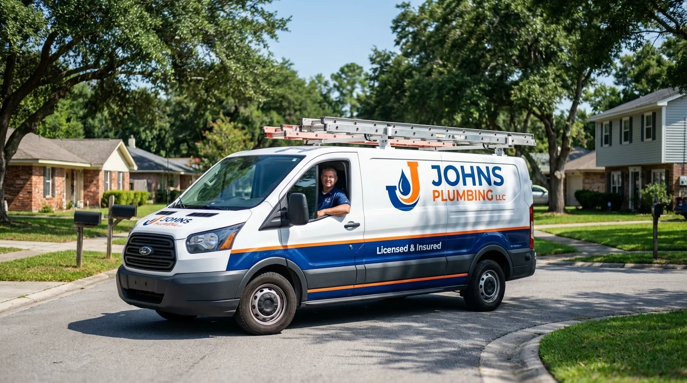 Johns Plumbing LLC service van in Herington, KS