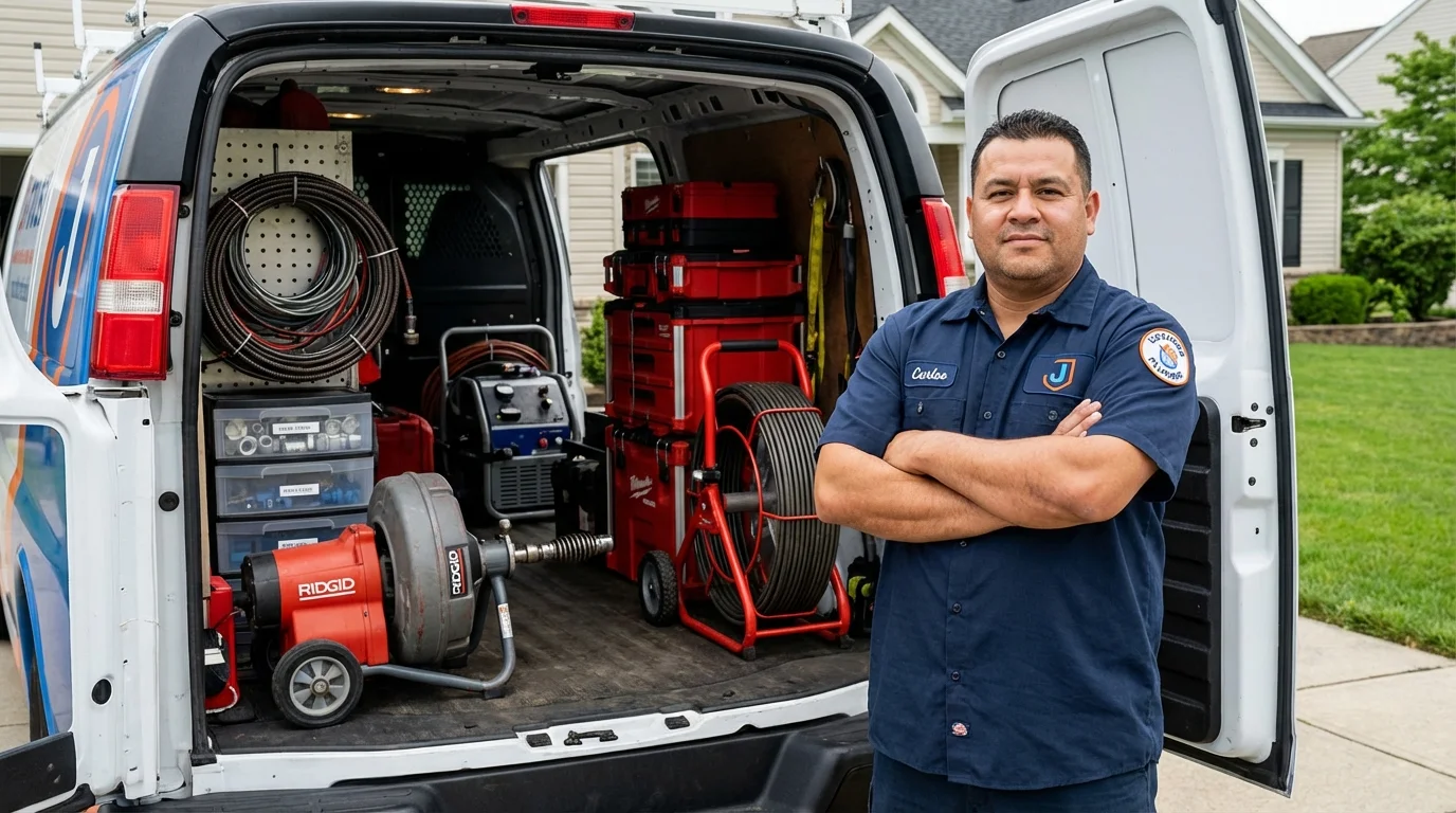 Professional drain cleaning equipment and Johns Plumbing LLC plumber in Herington