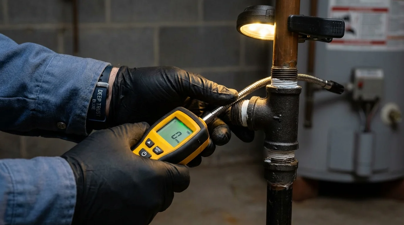 Gas leak detection with electronic sniffer by Johns Plumbing LLC in Herington