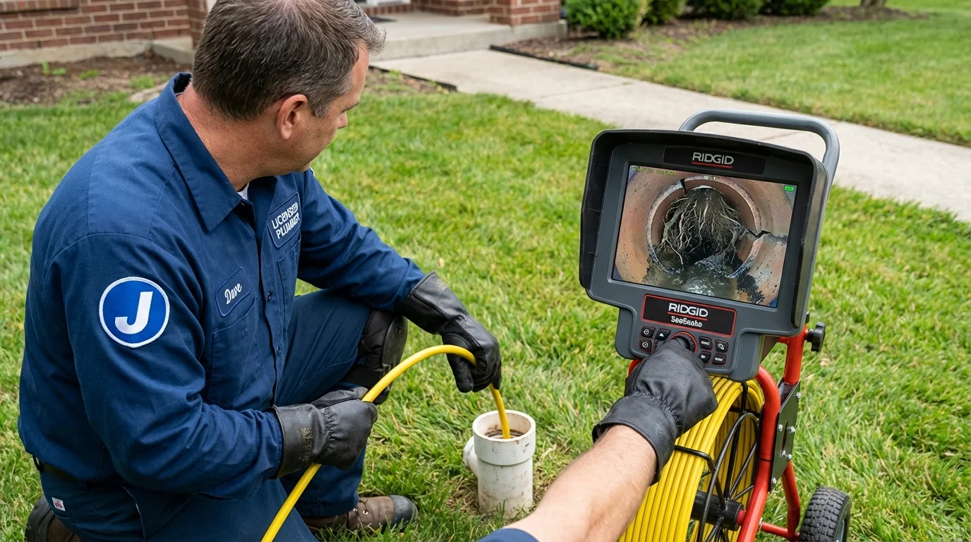 Sewer camera inspection being performed by Johns Plumbing LLC in Herington